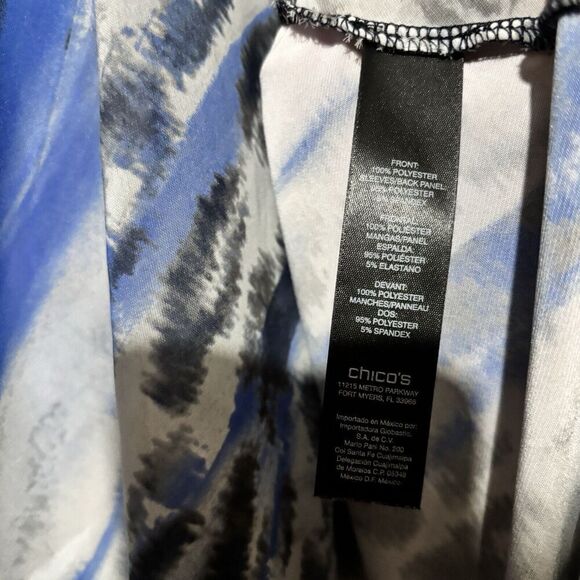 Chicos Travelers Cardigan Womens Large Multicolor Mixed Artsy Print Open Sweater - Picture 8 of 9